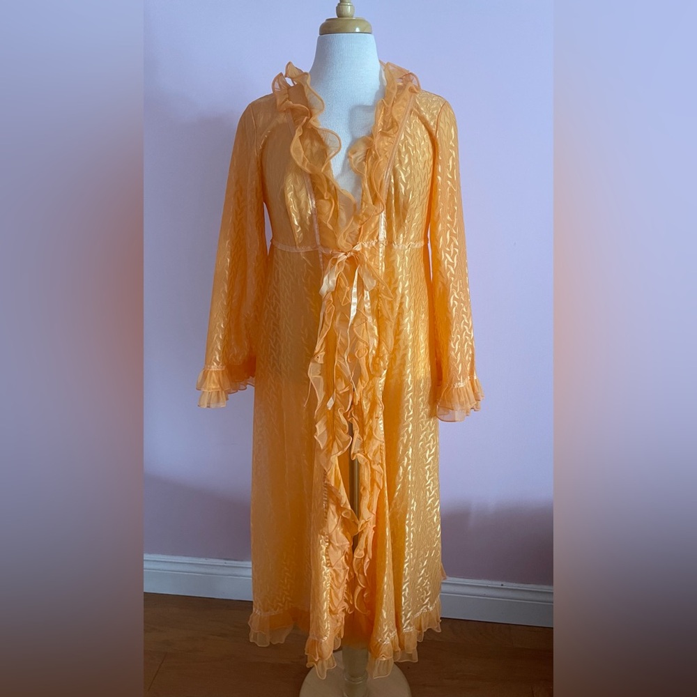 Vintage Ruffled Apricot Robe